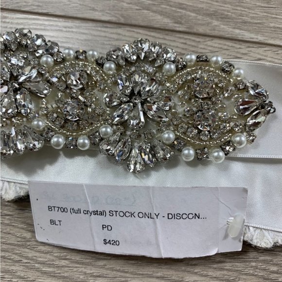 Bridal Beaded Jewelled Satin Belt main image 8